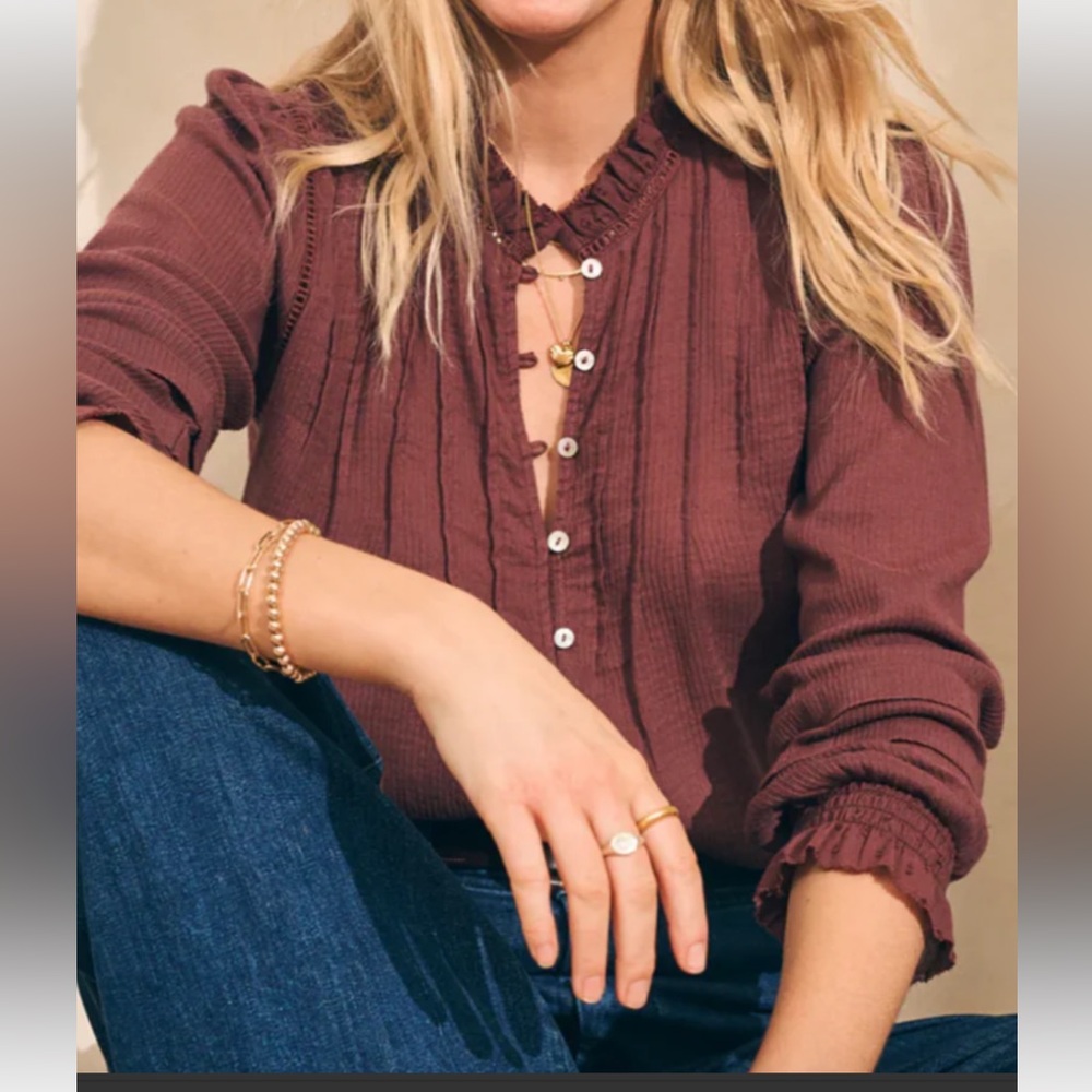 FAHERTY Willa blouse  in grape color tag says large, but fits like a small